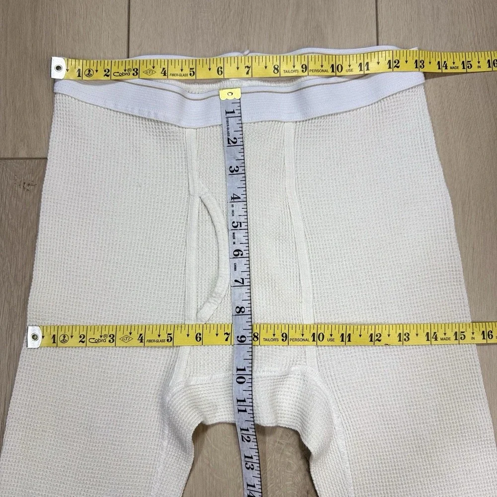 VTG Fruit of the Loom Thermal Long Johns Mens L 38-40 White Waffle Knit USA Made